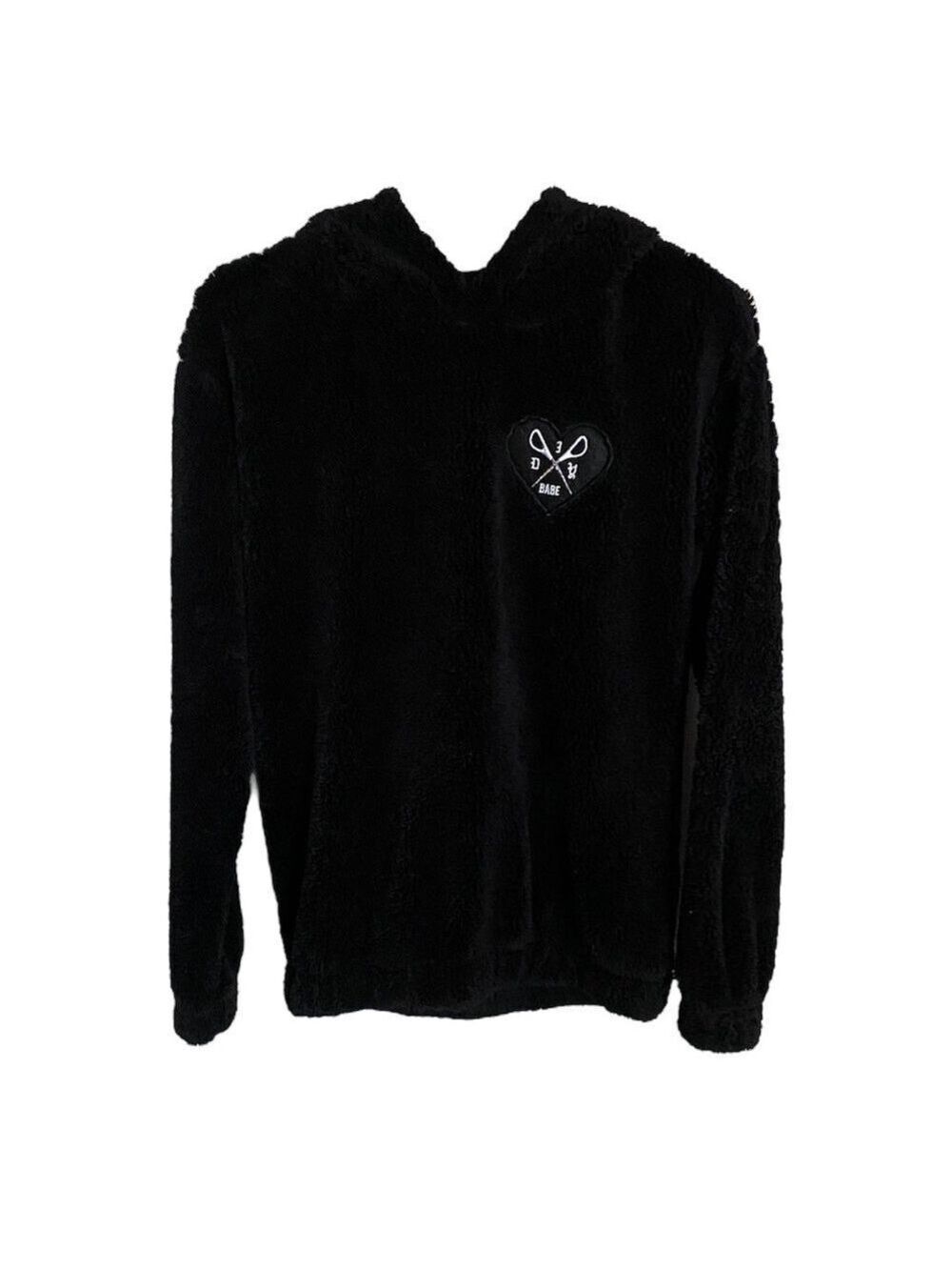Ardene Black Sherpa Hoodie DIY Babe Extra Small